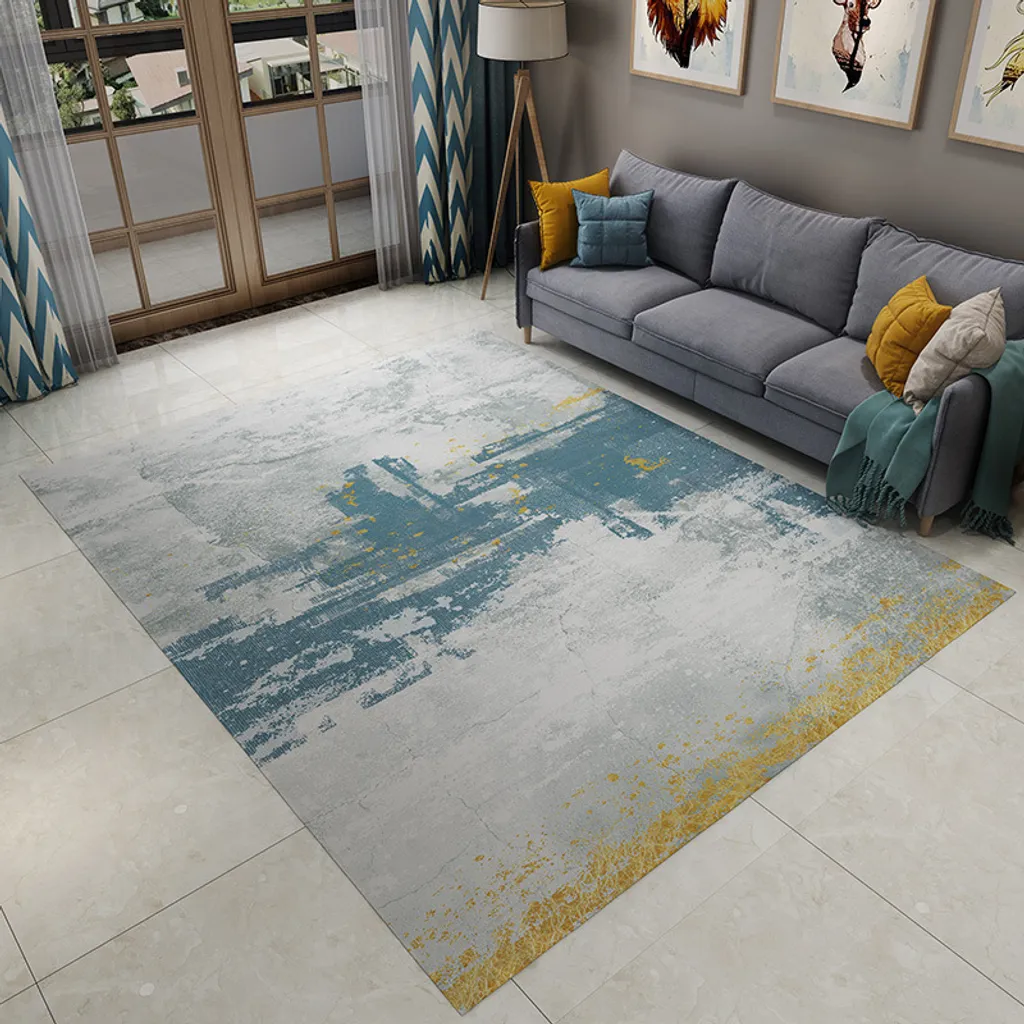 Abstrakter moderner Kristall-Samt-Teppich Moderne Wohnzimmer-Sofa-Teppiche Tintendruck-Färbung rutschfeste Bodenschutzmatten